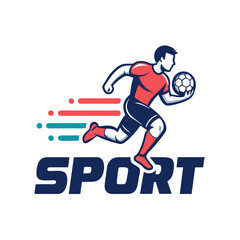 Dynamic football player running with ball logo design concept