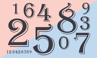 
Number font. Font of numbers in classical french didot or didone style with contemporary geometric design. Beautiful elegant numerals. Vintage and old school retro typographic. Vector Illustration