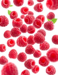 Fresh raspberries falling (1)