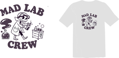 Obraz premium Mad Lab Crew Skeleton Scientist Graphic