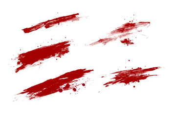 Red blood splatter isolated transparency background.