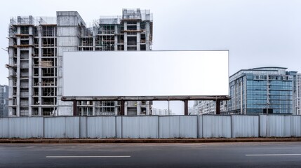 Obraz premium Advertising Billboard in Busy Street Scene for Design Mockup