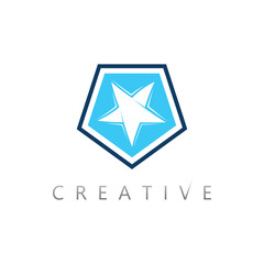 Fototapeta premium Creative shining star icon logo vector design with futuristic abstract corporate symbol