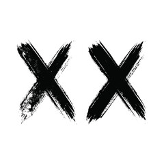 Black brush painted x sign symbolizes error, cancellation, or rejection on a clean white background, often used for warning or mistake concepts.
