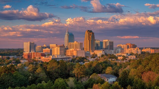 Fototapeta Cityscape of Raleigh Downtown North Carolina