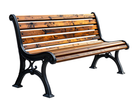 Wooden park bench with ornate cast iron legs (1)