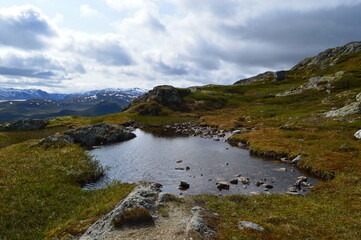 pond at the ascent to Røggjin, Hemsedal, Norway
