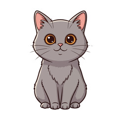 Adorable Grey Kitten Cartoon Illustration