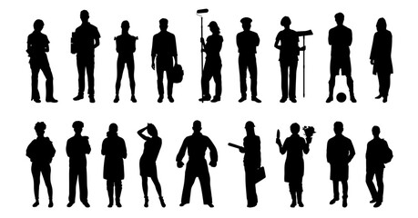 Collection of different occupation people group of diverse workers of various professions and specialists