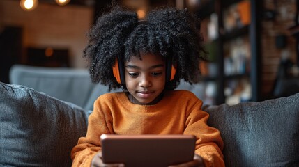 Teen watching coding tutorial on tablet