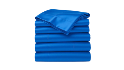Blue Bedding Stock – Folded Bed Linen Isolated on Transparent Background