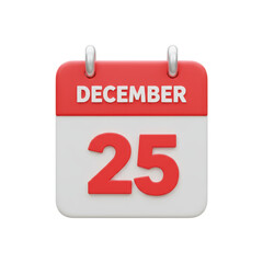 December 25th calendar icon with transparent background