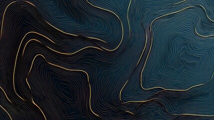 Abstract Dark Blue Background With Gold Design Elements
