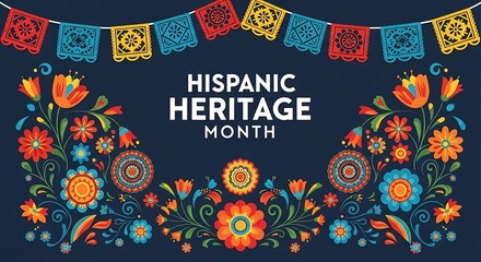 Hispanic Heritage Month celebration with colorful floral decorations