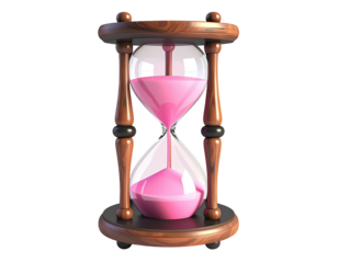 Pink hourglass with wooden base