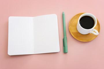 Top view image of empty notebook on table