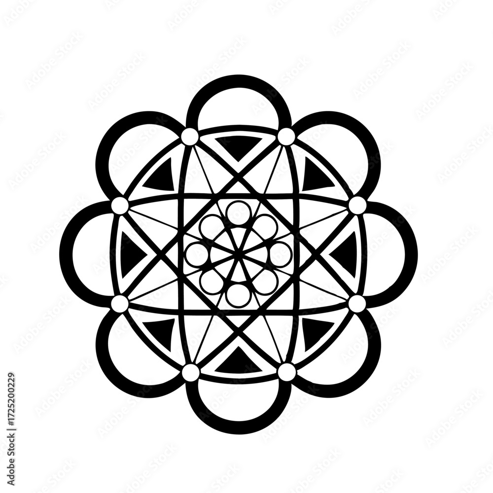 Poster vector symmetrical infinity knot grid design with intricate patterns and shapes evokes harmony