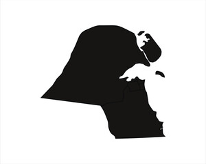 Black and white map of Kuwait