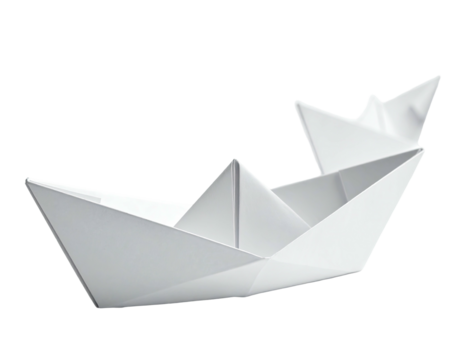 Folded white paper boat, simple origami design (1)