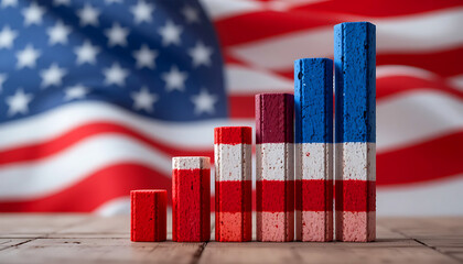 Bar Chart American Flag Colors US Economy Growth Business Finance Concept