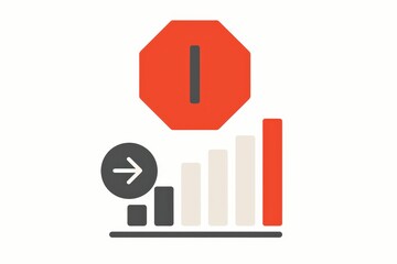 Growth Stagnation Symbolized by Stop Sign and Declining Graph Illustrating Economic Challenges and Strategic Decisions in Business Environment captured with clarity
