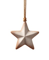 Celestial Ornament: A simple and elegant star-shaped ornament hanging from a natural rope, embodies a sense of serenity.