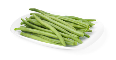 Fresh green bean pods isolated on white