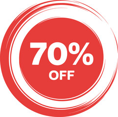 Big red sale discount banner, 70 percent off promotion, special offer marketing design, clearance shopping advertisement, retail store price reduction graphic