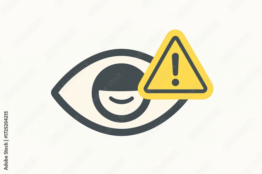 Aufkleber analyzing the visual representation of cautionary awareness through stylized eye imagery, emphasizin