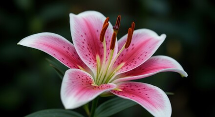 Fototapeta premium Pink lily flower close up