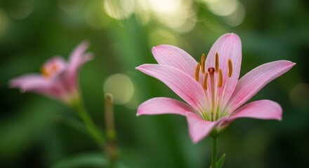Fototapeta premium Pink lily flower close up