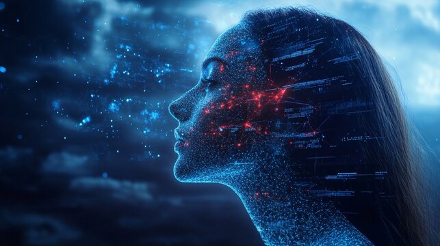 Concept of digital mind and human neural network data - Powered by Adobe