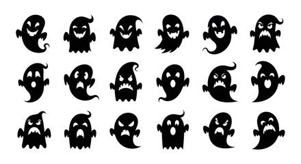 Fototapeta premium Spooky Halloween Ghost Collection 20 Cute and Creepy Ghost Icons
