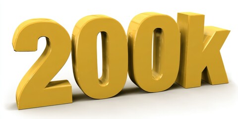 Golden 200k 3d numbers marking social media milestone achievement