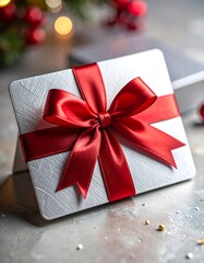 Gift card with red ribbon