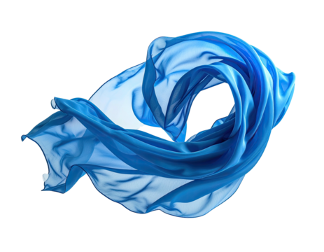 Fluid, vibrant blue fabric swirled in a dynamic shape