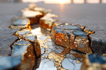 Kintsugi art reflecting resilience and beauty in Japanese culture by the sun
