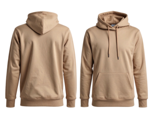 Front and back view of a light beige hoodie (5)