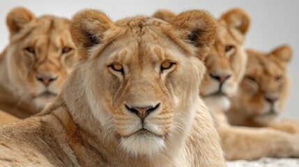 Fototapeta premium A Pride of Lions: Majestic Portraits of Lionesses in Their Natural Habitat