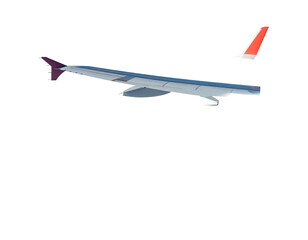 Airplane wing and tail section, outlined, on a dark background