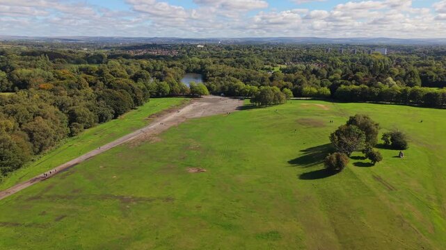 Aerial video over Heaton Park, Greater Manchester - UK 