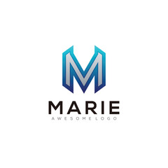 M letter colorful logo illustration