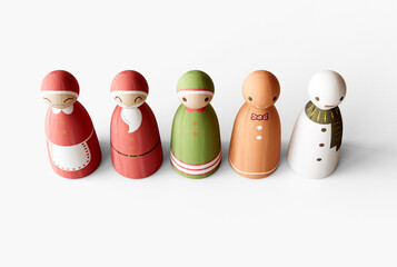 Painted Wooden Christmas Character Carving Decorations