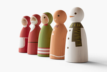 Painted Wooden Christmas Character Carving Decorations