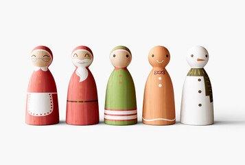 Painted Wooden Christmas Character Carving Decorations