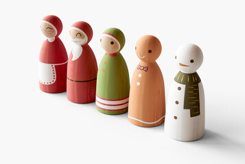 Painted Wooden Christmas Character Carving Decorations