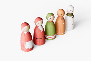 Painted Wooden Christmas Character Carving Decorations