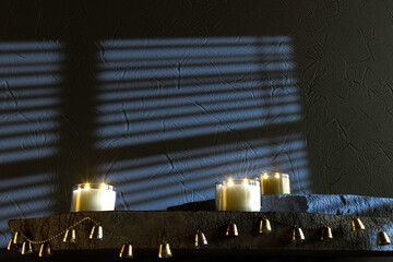 Christmas Stage Backdrop Bells and Candles