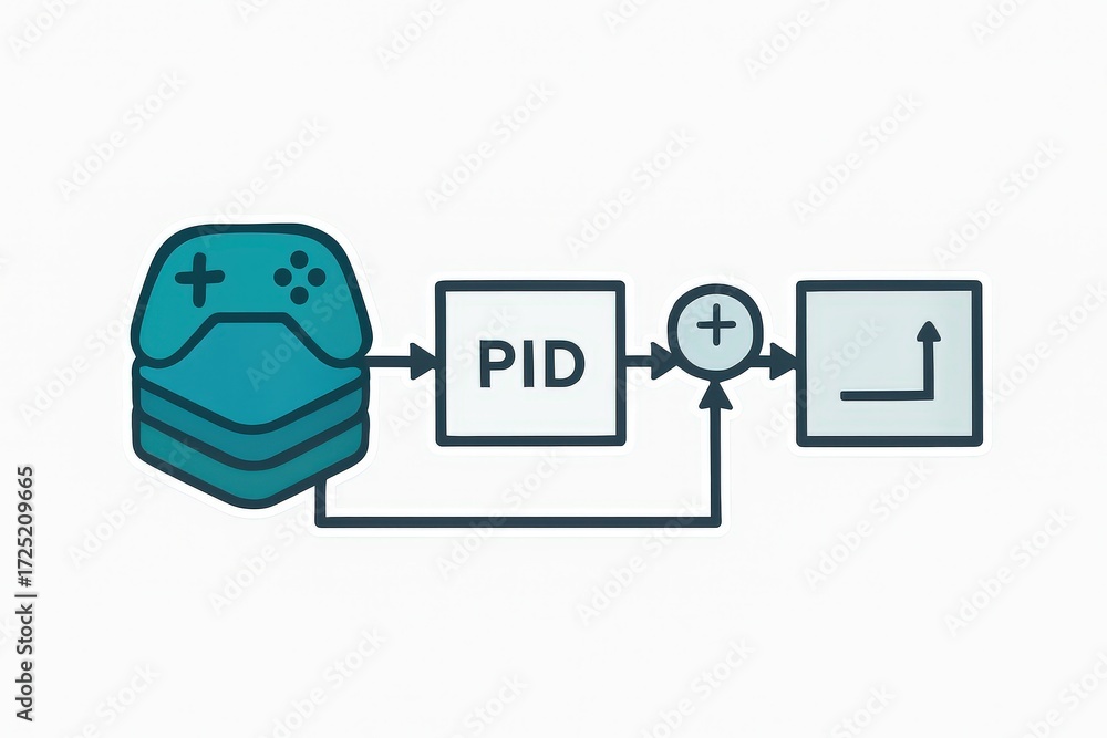 Aufkleber engaging visual representation of gaming technology workflow illustrating pid controller dynamics in