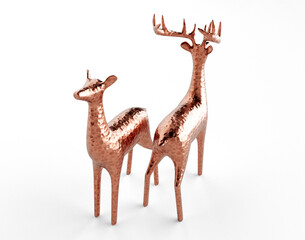 Copper Reindeer Doe and Deer Christmas Statue